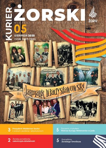 Okładka sierpniowego numeru biuletynu "Kurier Żorski"