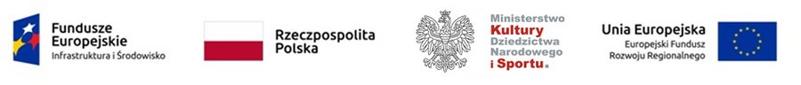 Zestaw logotypów, składający się ze znaków: Funduszy Europejskich, Rzeczpospolitej Polskiej, Ministerstwa Kultury i Dziedzictwa Narodowego oraz Unii Europejskiej.