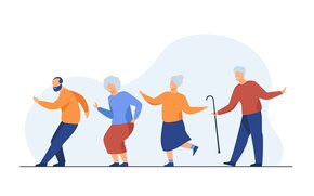Ilustracja - szczęśliwi seniorzy 