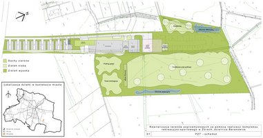 Schemat części parku rekreacyjno-sportowego w Baranowicach