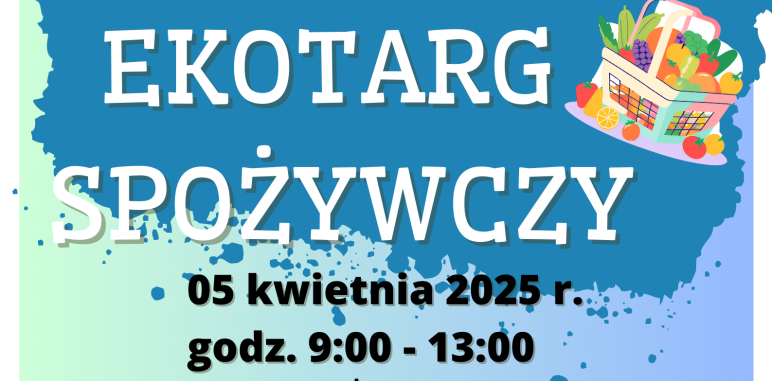 Plakat promujący Ekotarg na dworcu kolejowym z informacjami zawartymi w tekście 